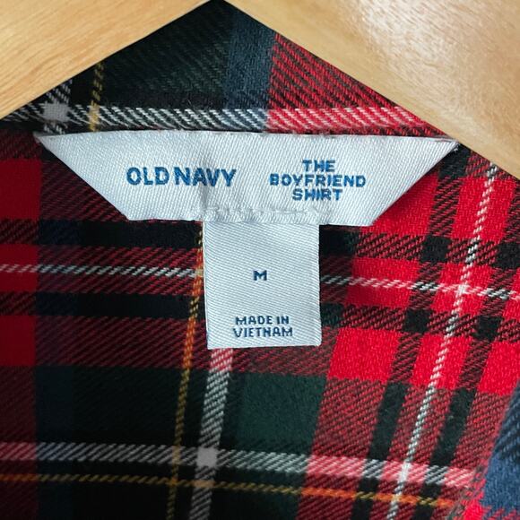 Old Navy Womens Shirt Flannel Tartan Plaid Button Down Red Cabincore Medium - Picture 4 of 7